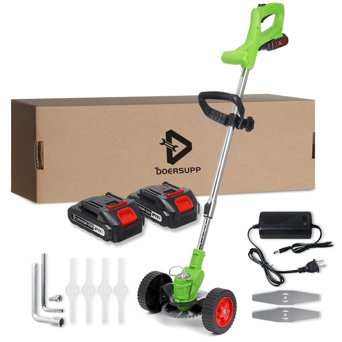 Doersupp Cordless Grass Trimmer Set - 12/24V Electric Lawn Mower & Pruner