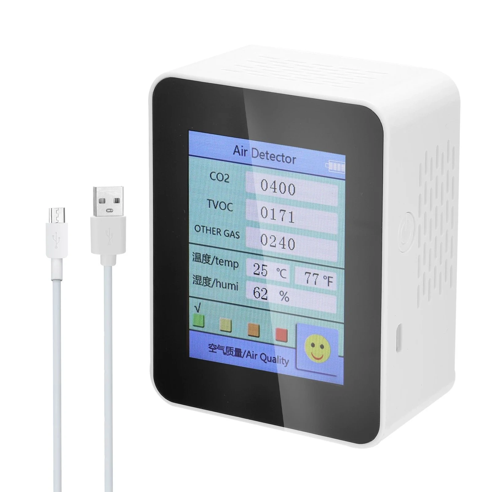 Air Quality Monitor - CO2 Tester with TVOC, Temperature & Humidity Display