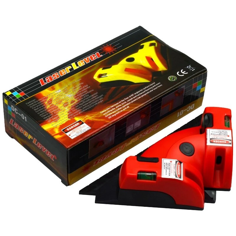 Red Right Angle Laser Level | 90 Degree Vertical & Horizontal Line Projection Tool