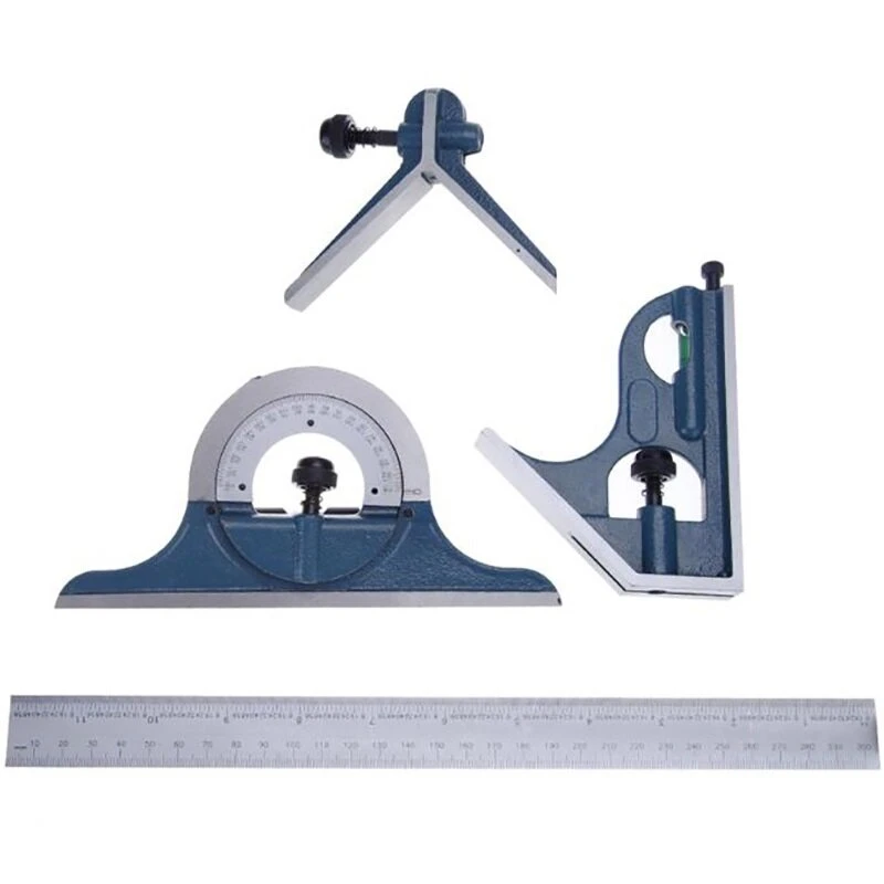 Universal Bevel Protractor Ruler Set - 180 Degree Angle Tool - Stainless Steel