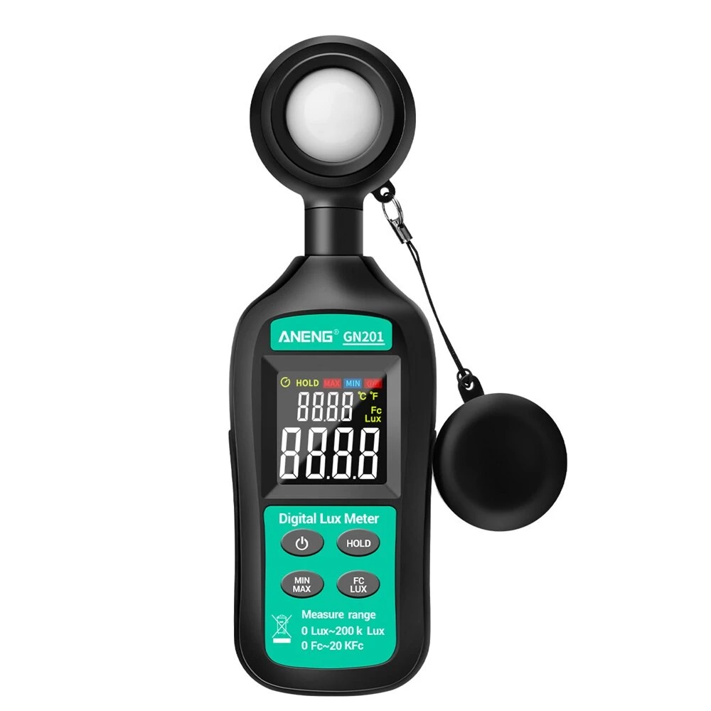 ANENG GN201 Digital Lux Meter - 200K Lux Range | UV & Light Meter | Handheld Photometer