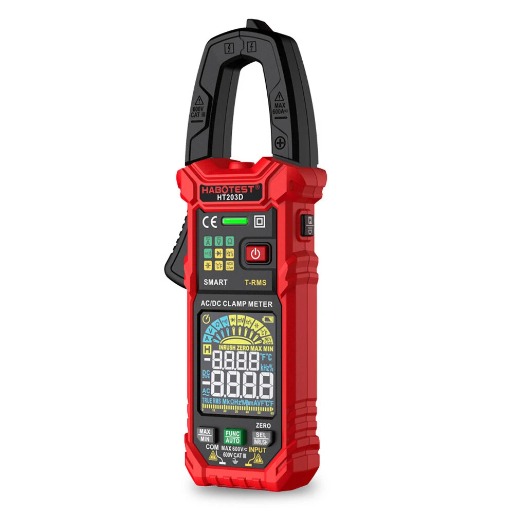 HT203D Digital Clamp Meter | AC/DC Voltage Current Tester | Measures Resistance Capacitance Temperature
