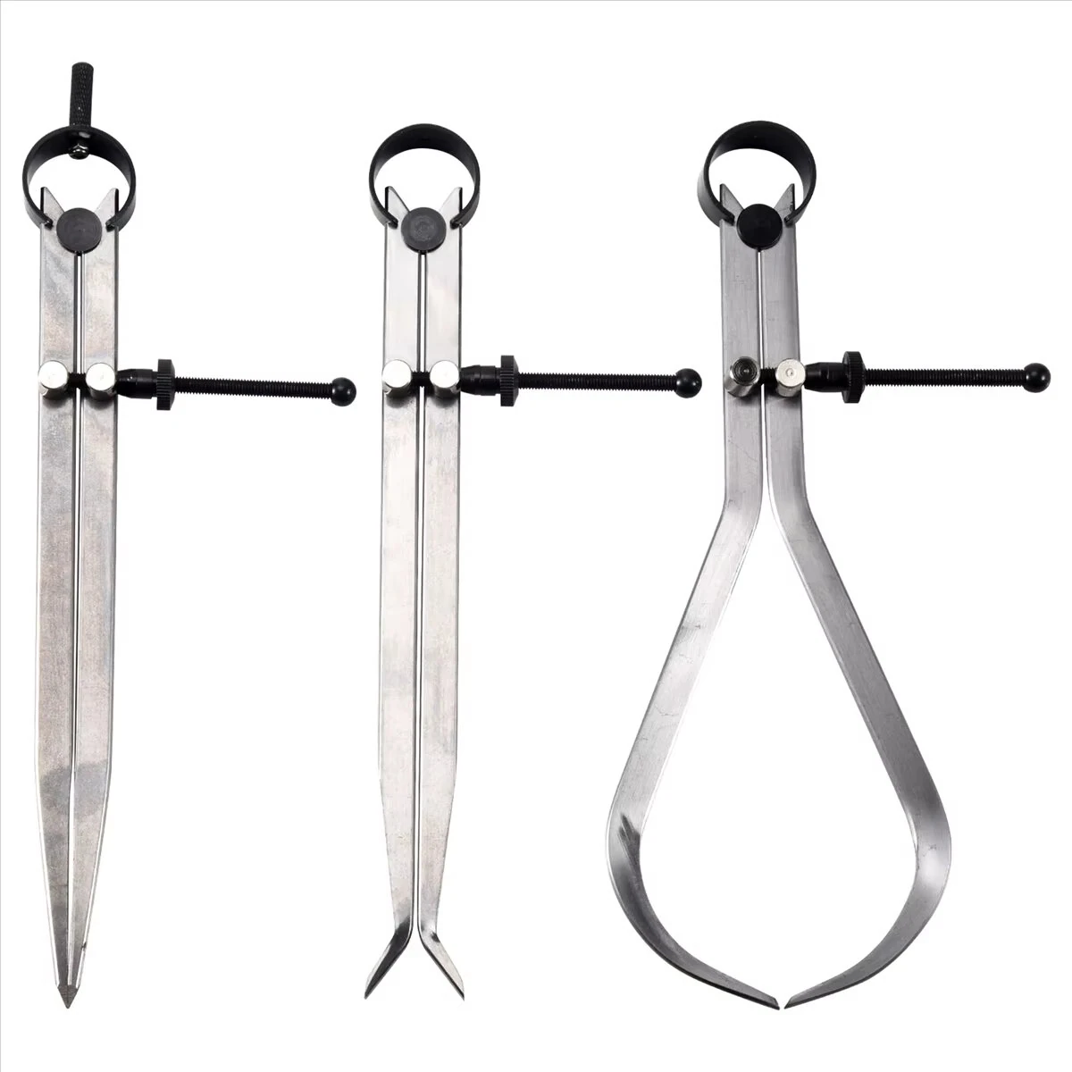 3pcs 8-Inch Spring Caliper Set | Internal Measuring Type with Flat Legs | Carbon Steel Machinist Tool