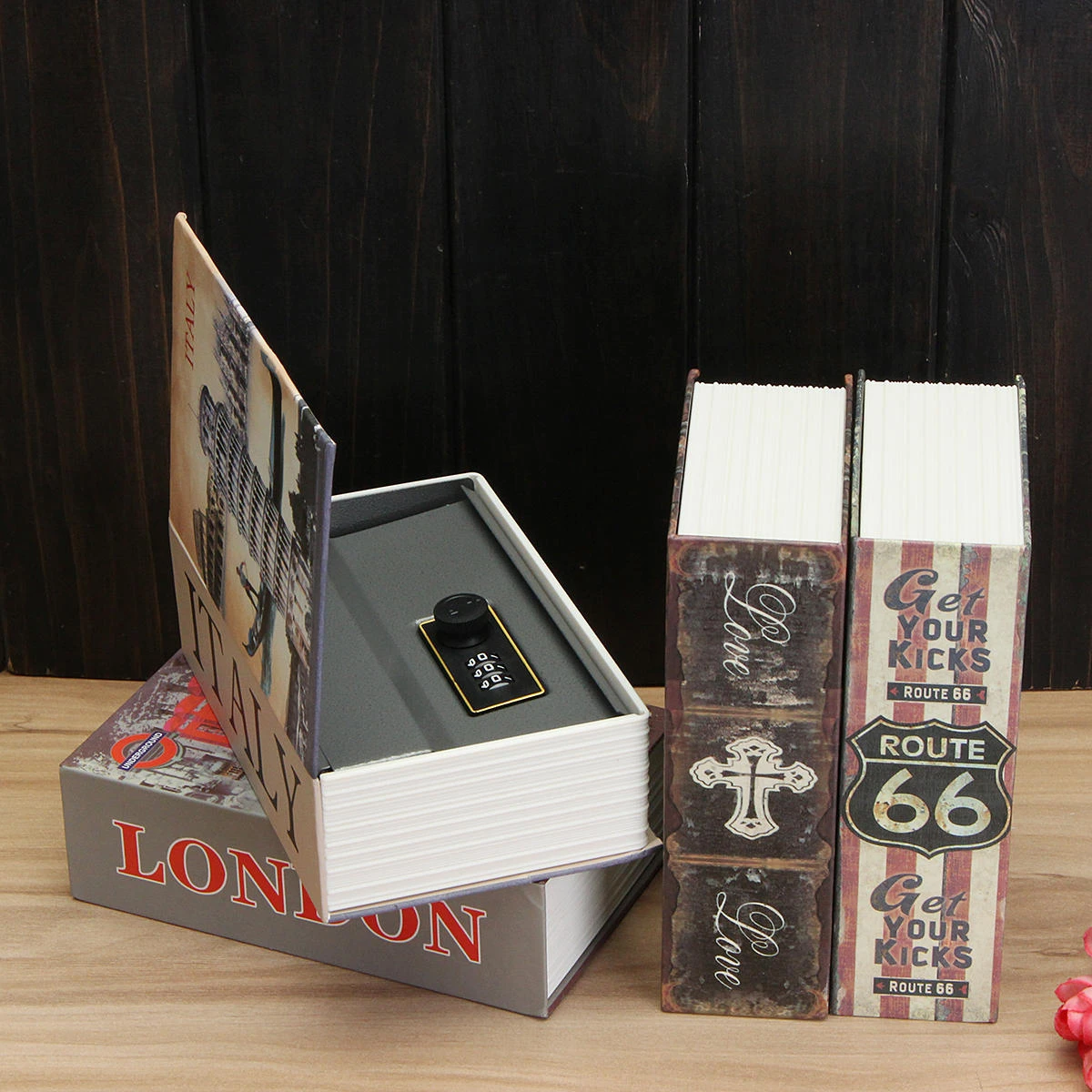 Hollow Book Safe - Hidden Storage Box with Password Lock & Security Key