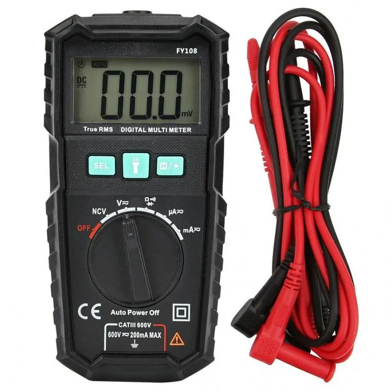 FUYI FY108 Pocket Digital Multimeter - Portable Auto-Range Avometer for School Experiments