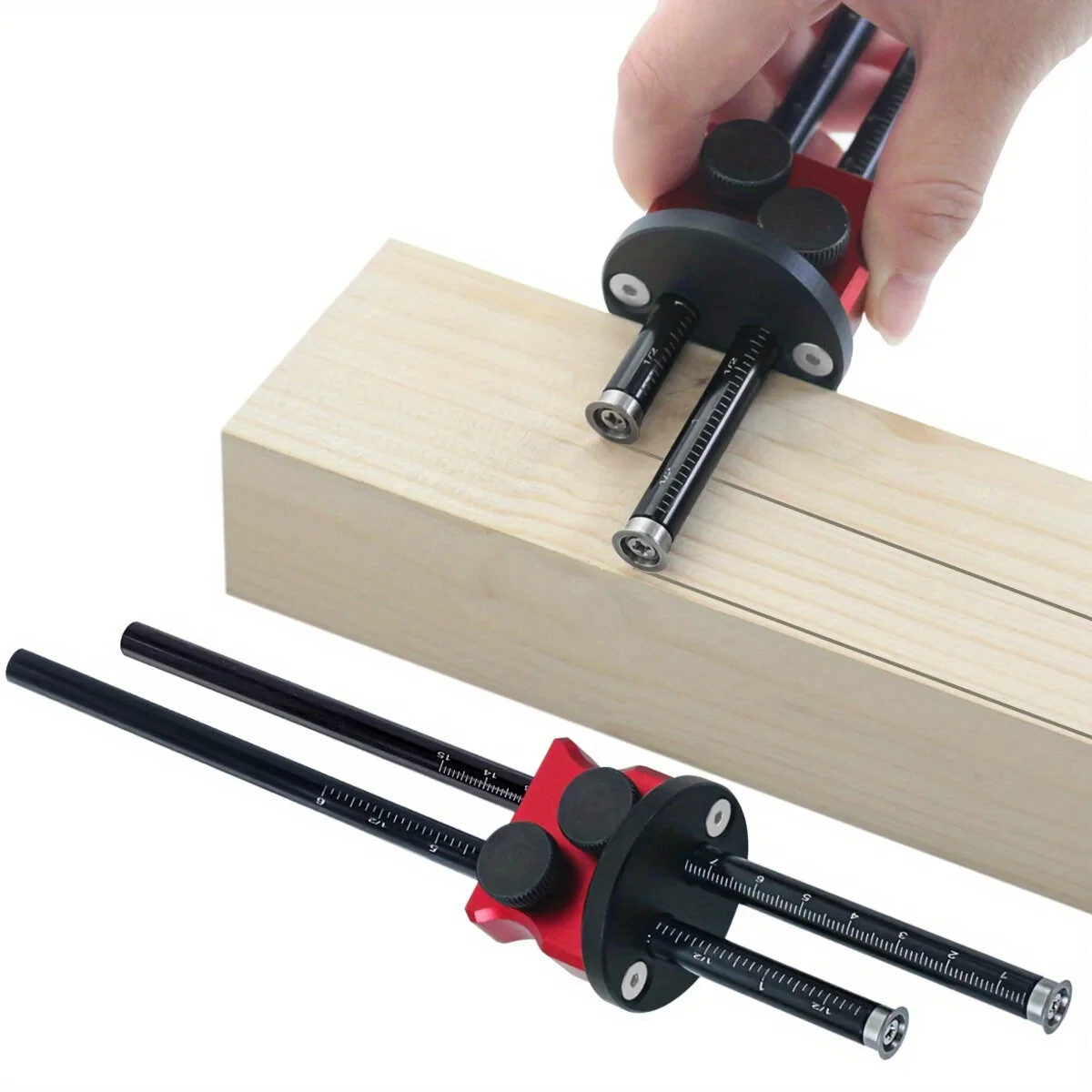 Double Head Wheel Marking Gauge - Aluminum Parallel Line Tool with Inch & MM Scale