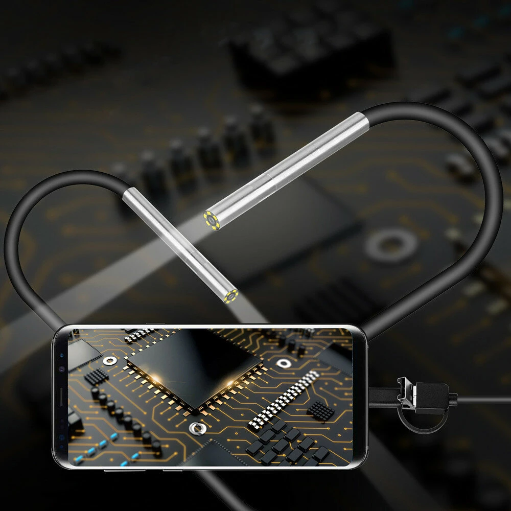Industrial Borescope Camera - 3.9mm Lens | IP67 Waterproof HD for USB & Android Phone with 6 LED