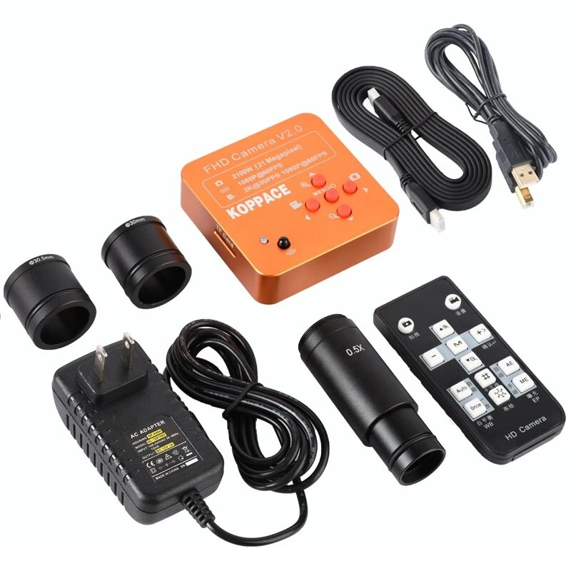 KOPPCE 21MP Microscope Camera - 0.5X Electronic Eyepiece with HDMI & Adapters
