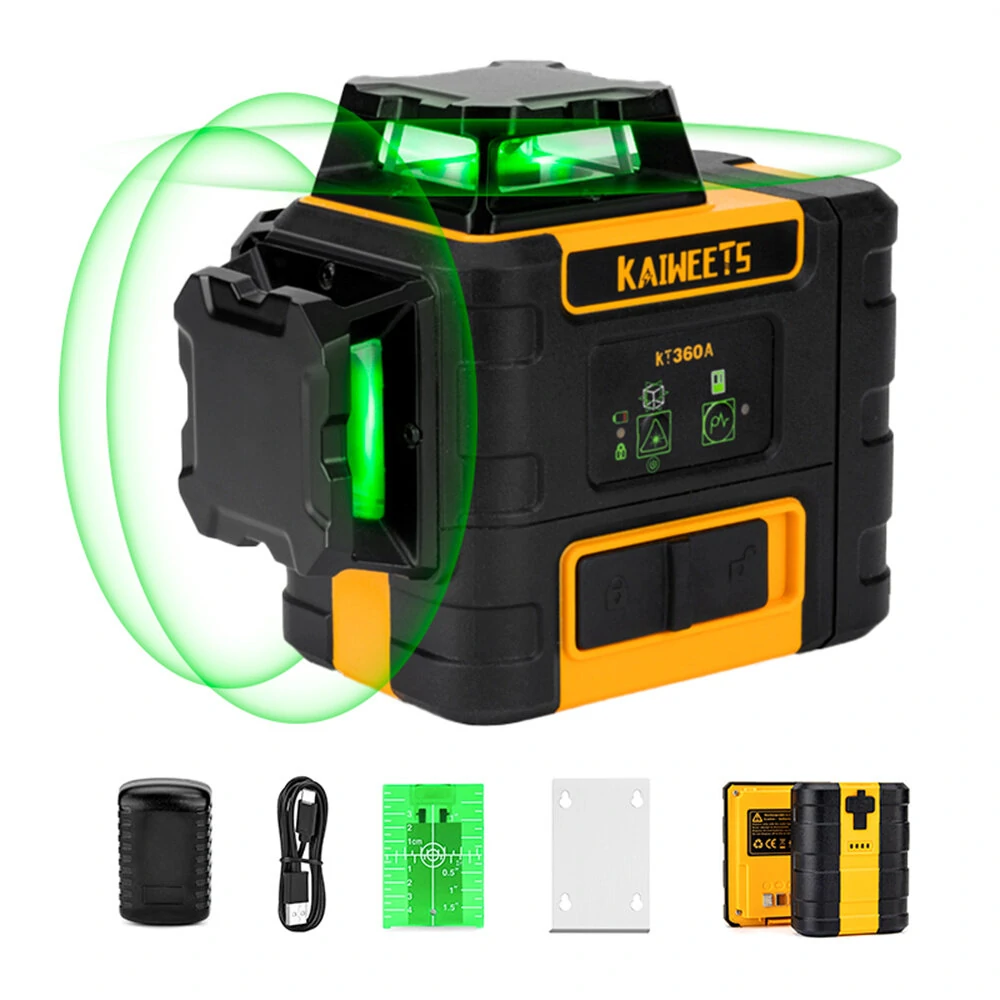 KAIWEETS KT360A Green Line Laser Level | 3x360° Outdoor | 196ft Range IP54 Waterproof