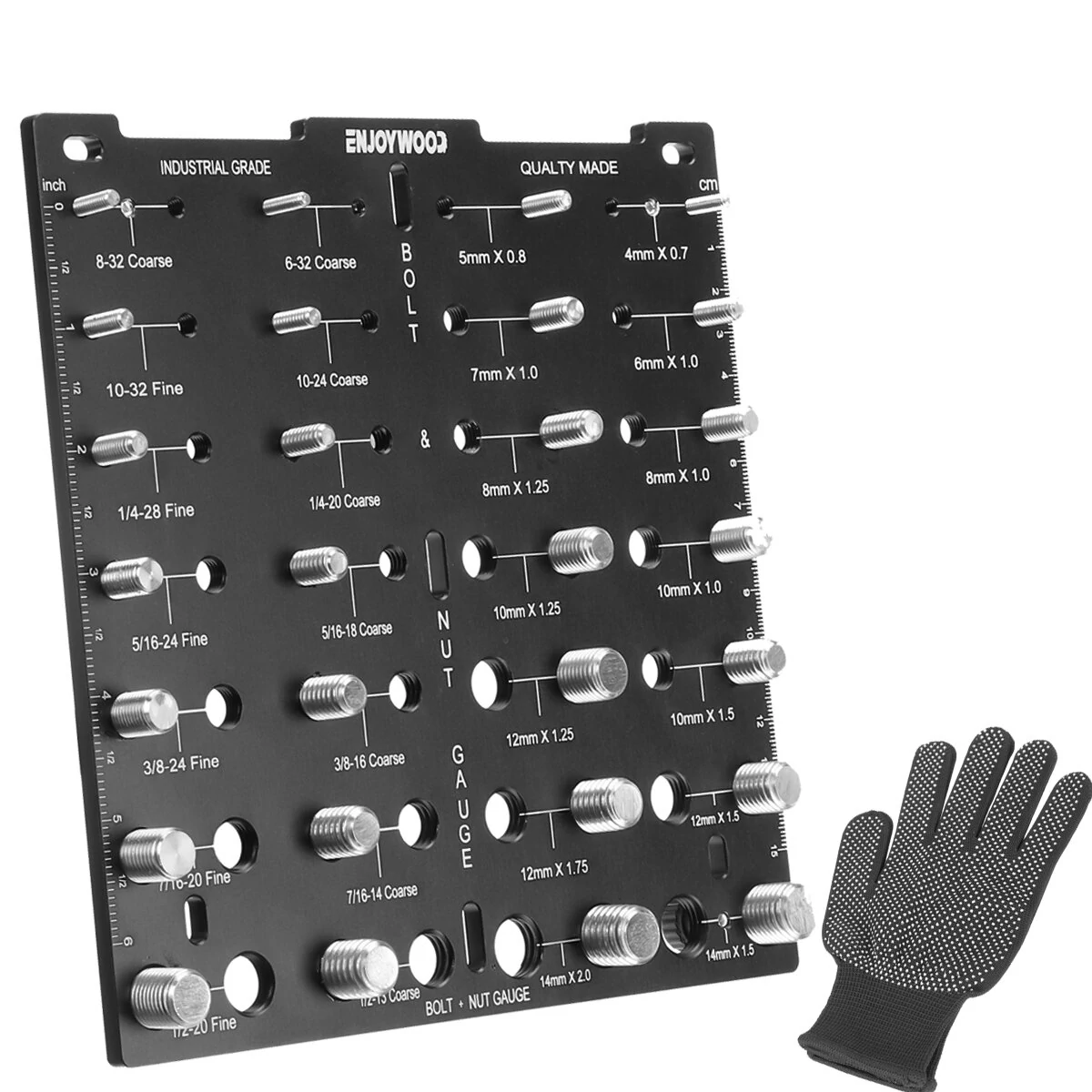 ENJOYWOOD Nut & Bolt Thread Checker - 28 Size Gauge for Metric & Imperial