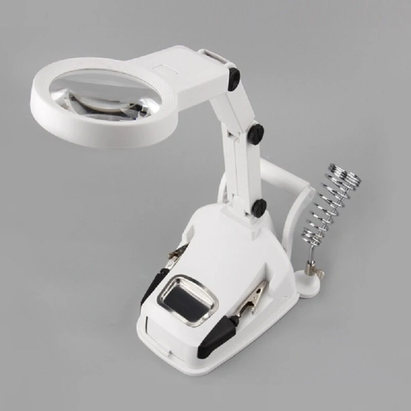 360 Degree Rotating Desktop Magnifier with LED Light - HD Magnifying Glass for Repair & Reading