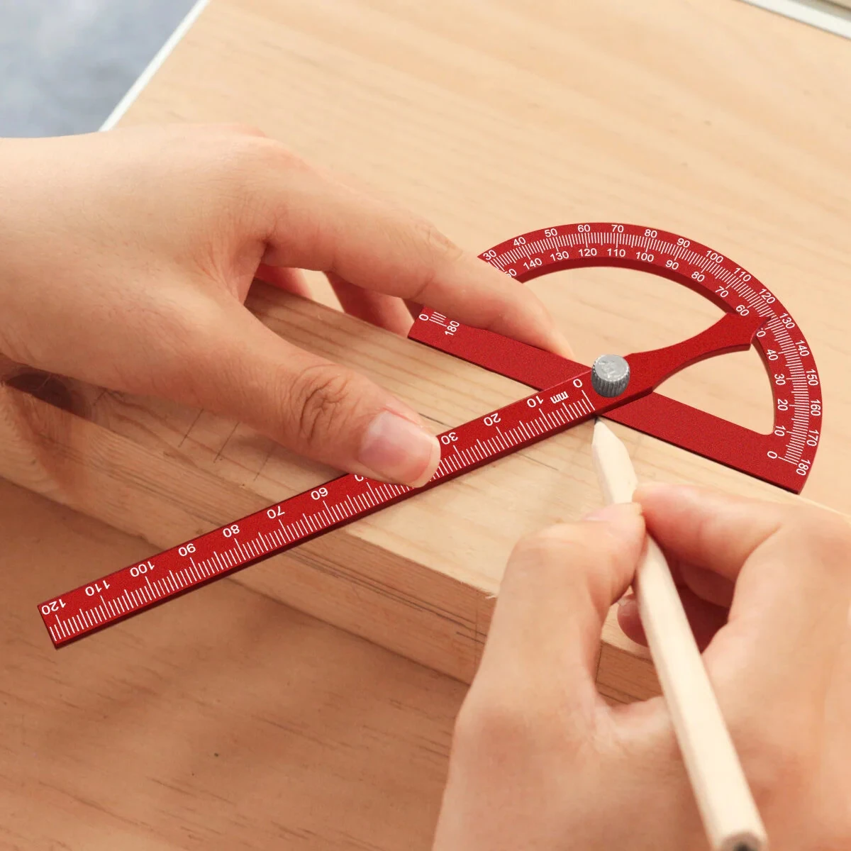 JIGHOLE Adjustable T-Shaped Angle Ruler Protractor - Aluminum Alloy - Laser Engraved Metric Scale