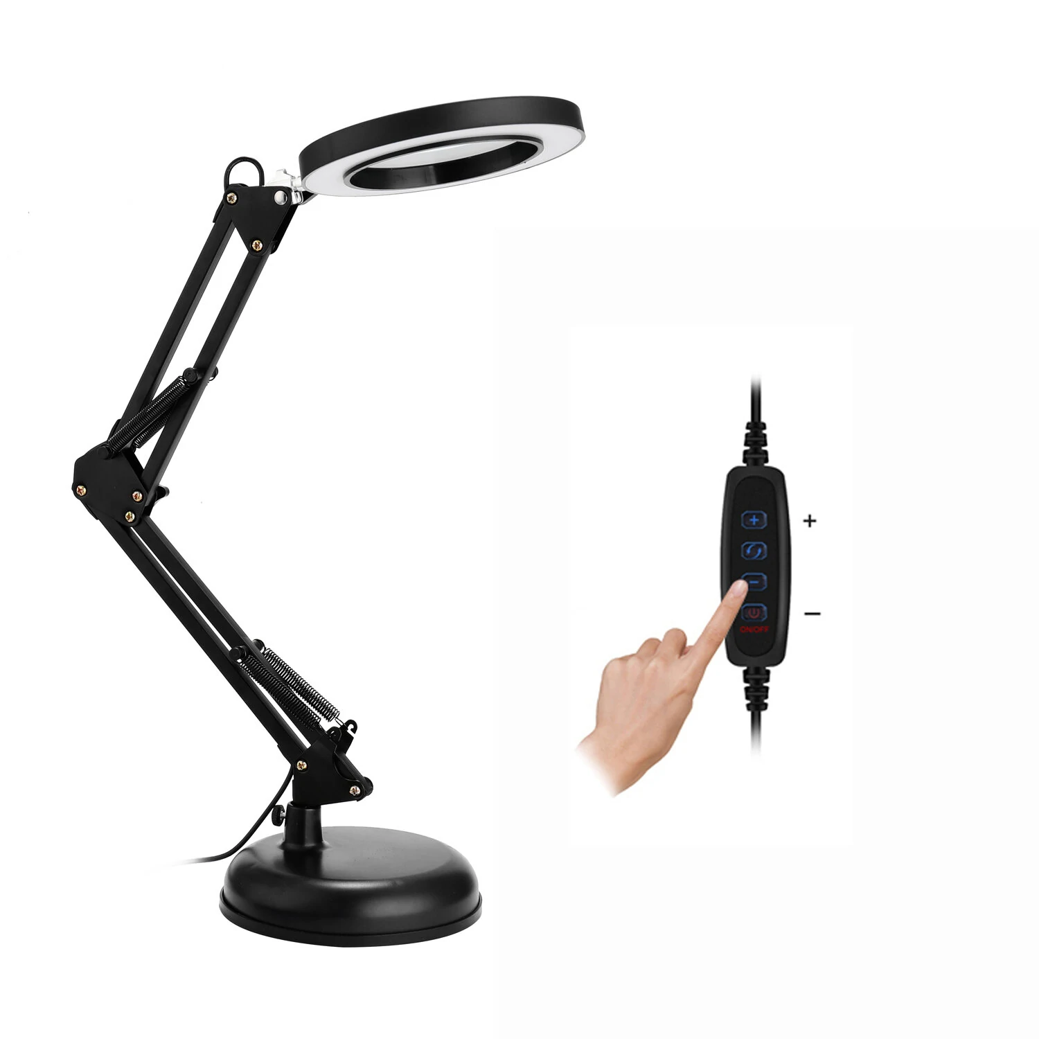 Desktop LED Magnifier Lamp - 5X Magnifying Light for Nails, Eyeliner & Tattoo