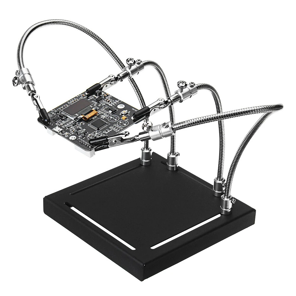 YP-001 Metal Base Soldering Station | 4 Flexible Arm PCB Fixture Helping Hands