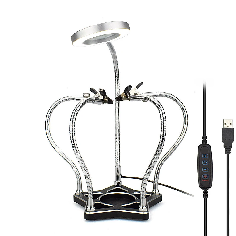NEWACALOX Soldering Helping Hands - 3X Magnifying Lamp & Third Hand Tool for Welding Repair