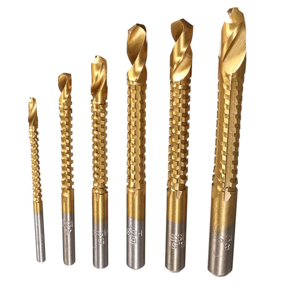 Titanium Drill Bit Set - 6Pcs Twist Drill Bits for Wood Metal Plastic