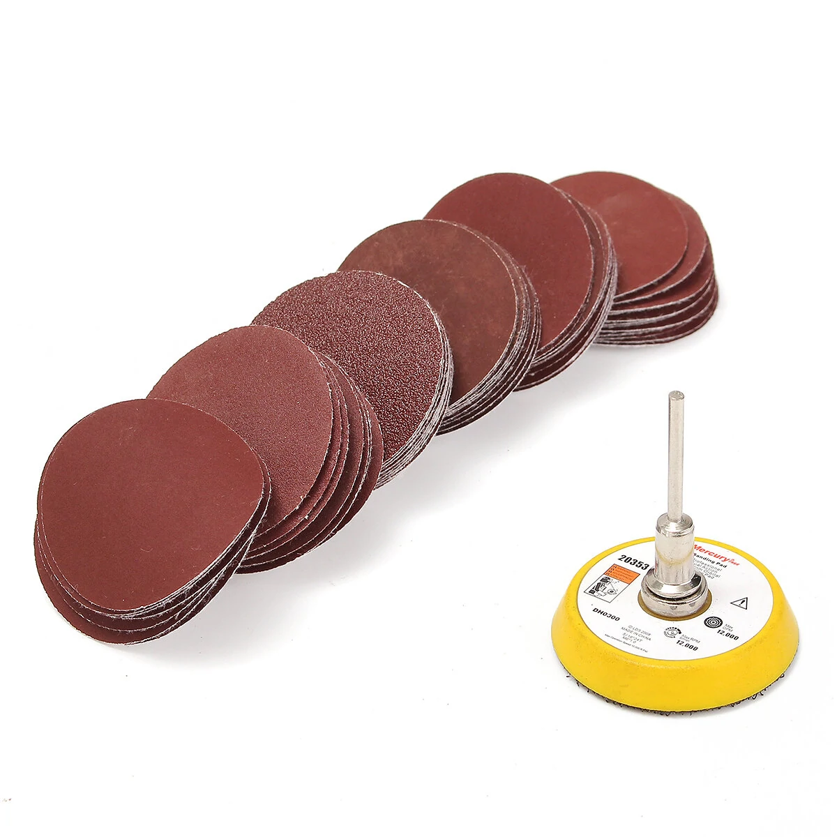 50mm 60pc Hook Loop Sanding Pad Discs | 100-2000 Grit | 3mm Shank