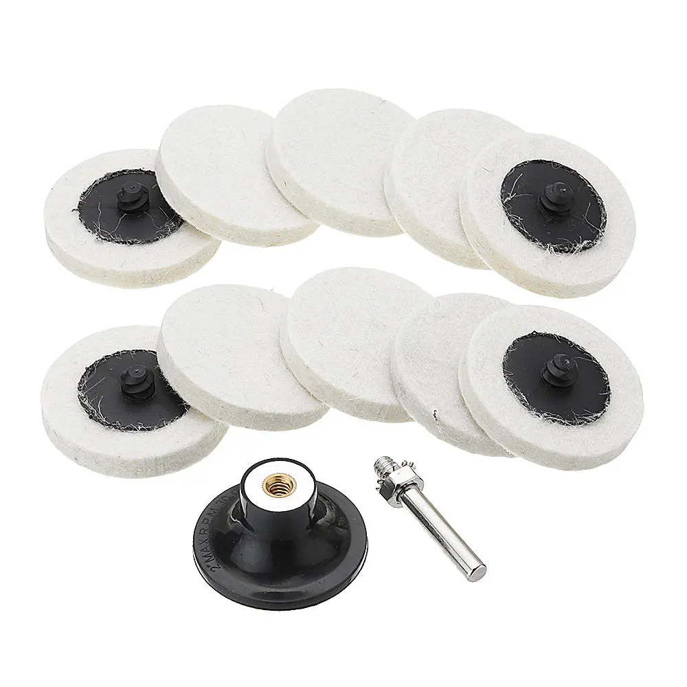 2 Inch Sanding Polishing Disc Pad Holder | With 10 Wool Pads for Rotary Tool