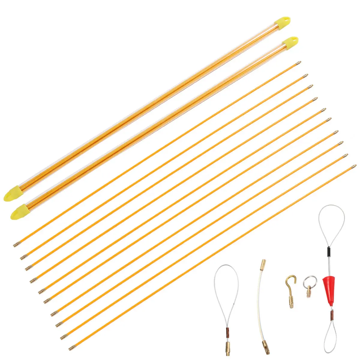 10Pcs 6mm x 1M Fiberglass Wire Puller Rod | Electrician Fish Tape Duct Cable