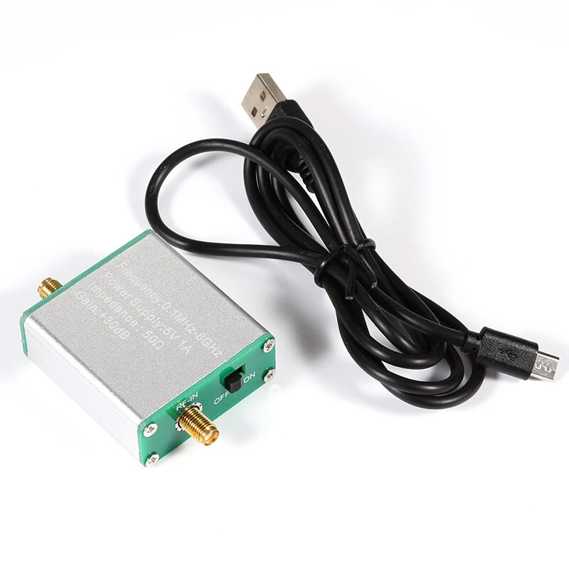 Low Noise Amplifier 0.01-6GHz | 35dB Gain RF Signal Amp | SMA Female Type-C/Battery