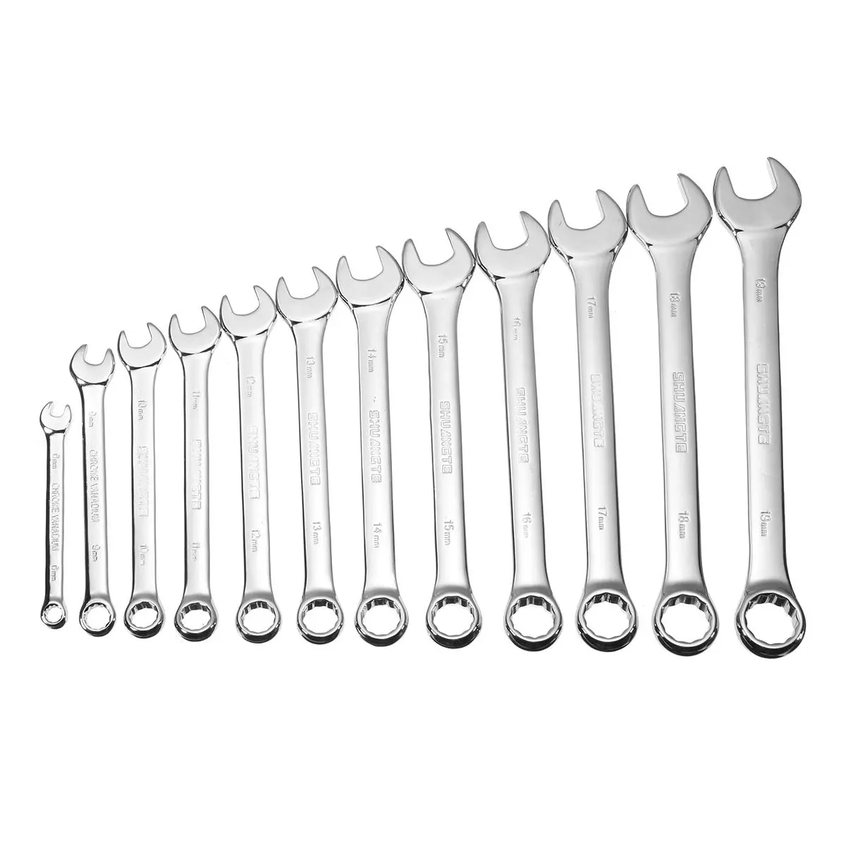 12pcs Spanner Wrench Set | Chrome Vanadium Steel | 6-19mm Polished Tool Kit