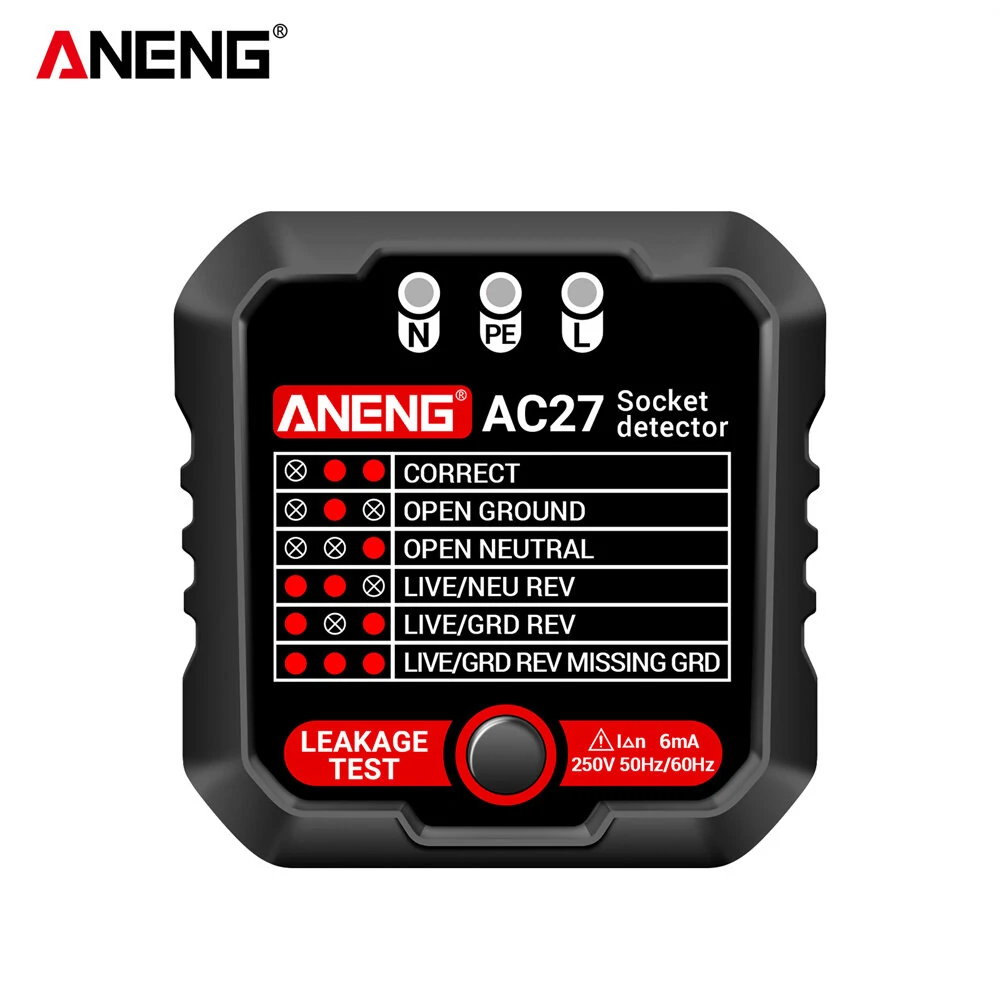 ANENG AC27 Smart Socket Tester - EU/US Plug Voltage Detector & Circuit Finder