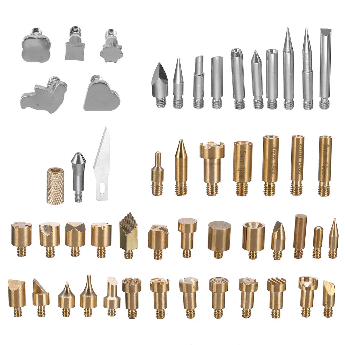 Wood Burning Kit - 57Pcs Pyrography Iron Set with Brass Tips & 2 Stencils