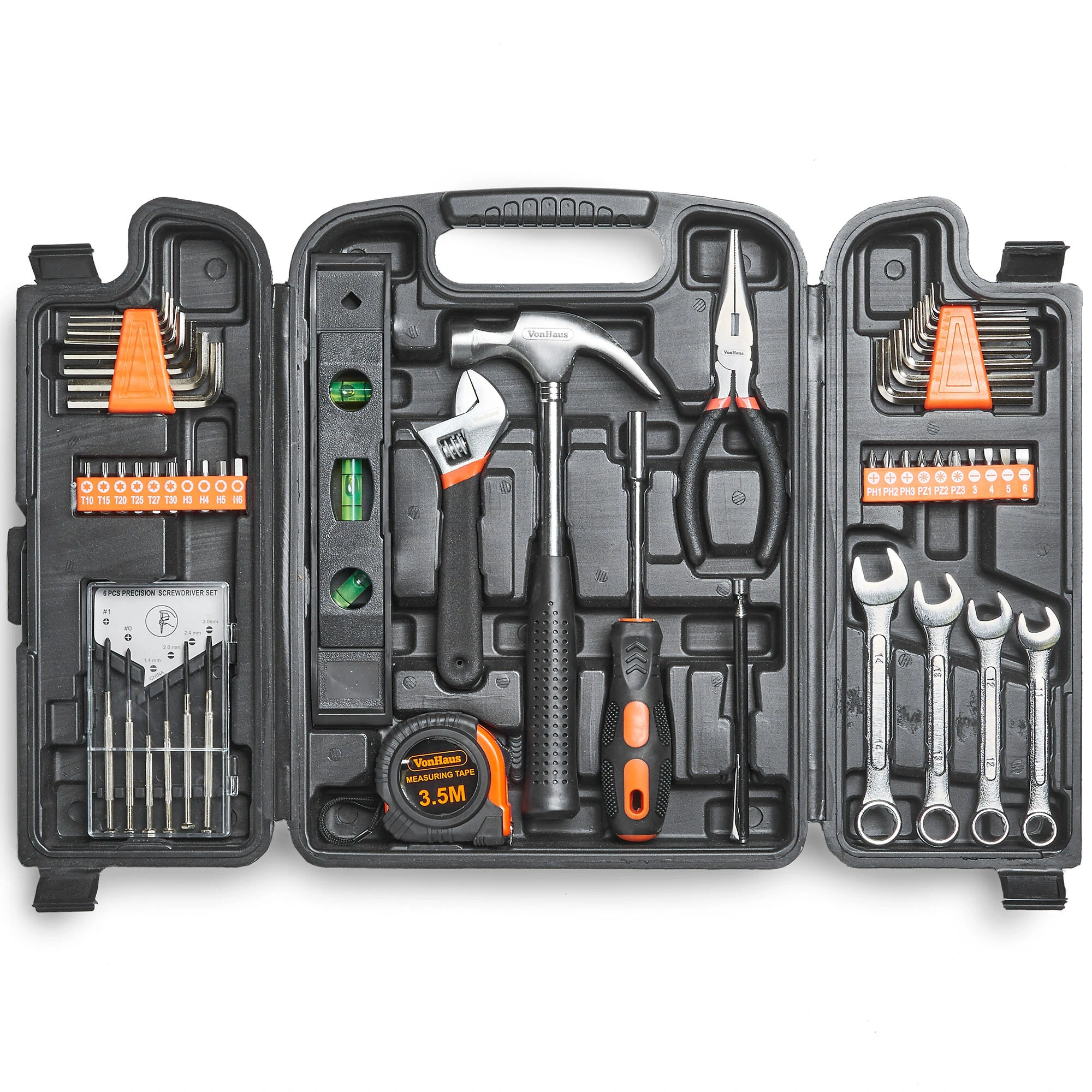 VonHaus 53pc Household Tools Set - Hardwearing Steel with Soft-Grip Handles