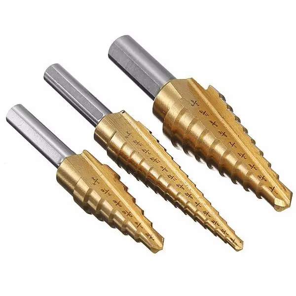 HSS Titanium Step Drill Bit Set - 3 Piece | 1/8 to 3/4 Inch Hole Cutter