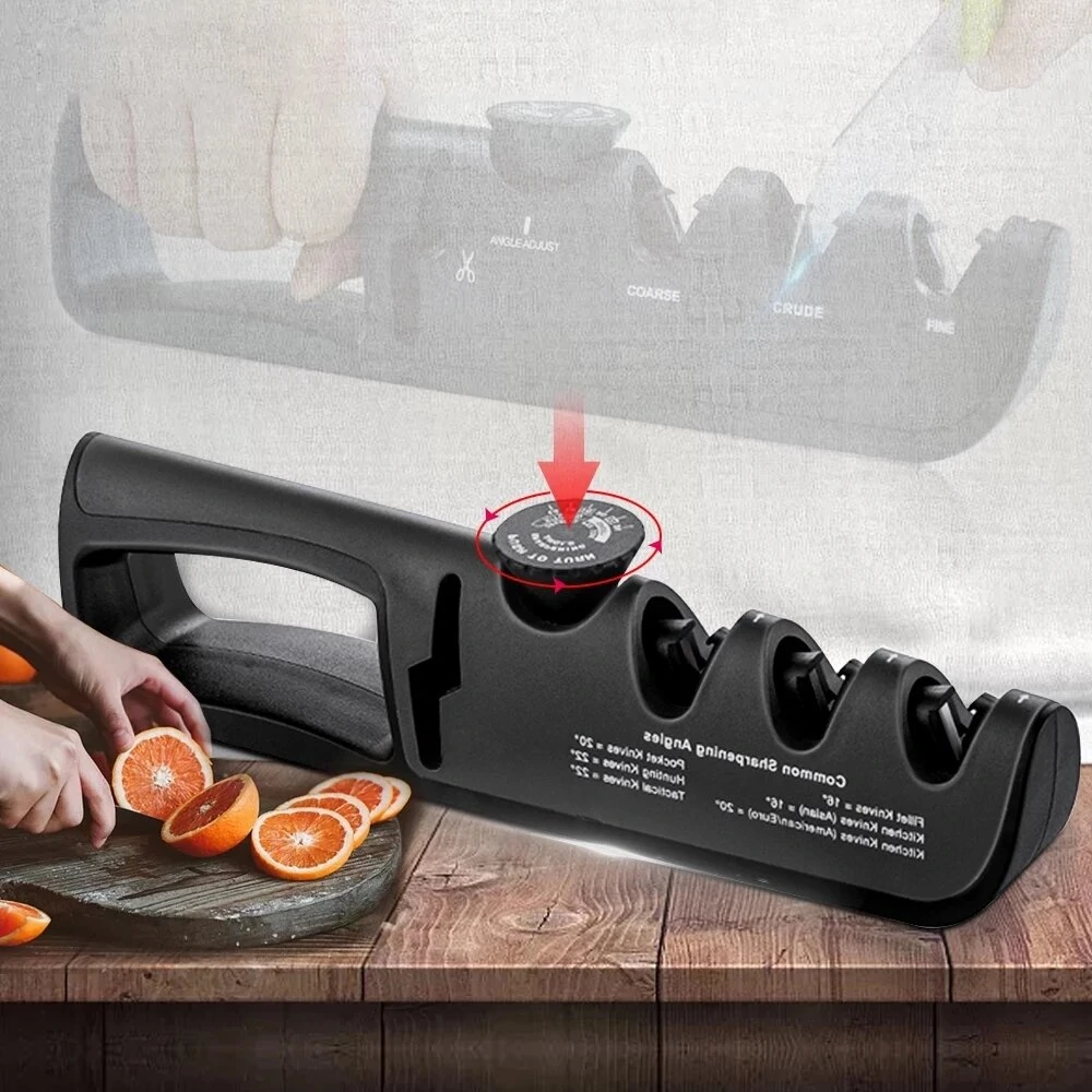 MYVIT 4-Stage Knife Sharpener Stone - Angle Adjustable Kitchen Scissors & Tool Grinder