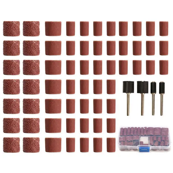 Dremel Drum Sanding Kit - 100pcs 60/120/320 Grit with 1/2 & 1/4 Inch Mandrels