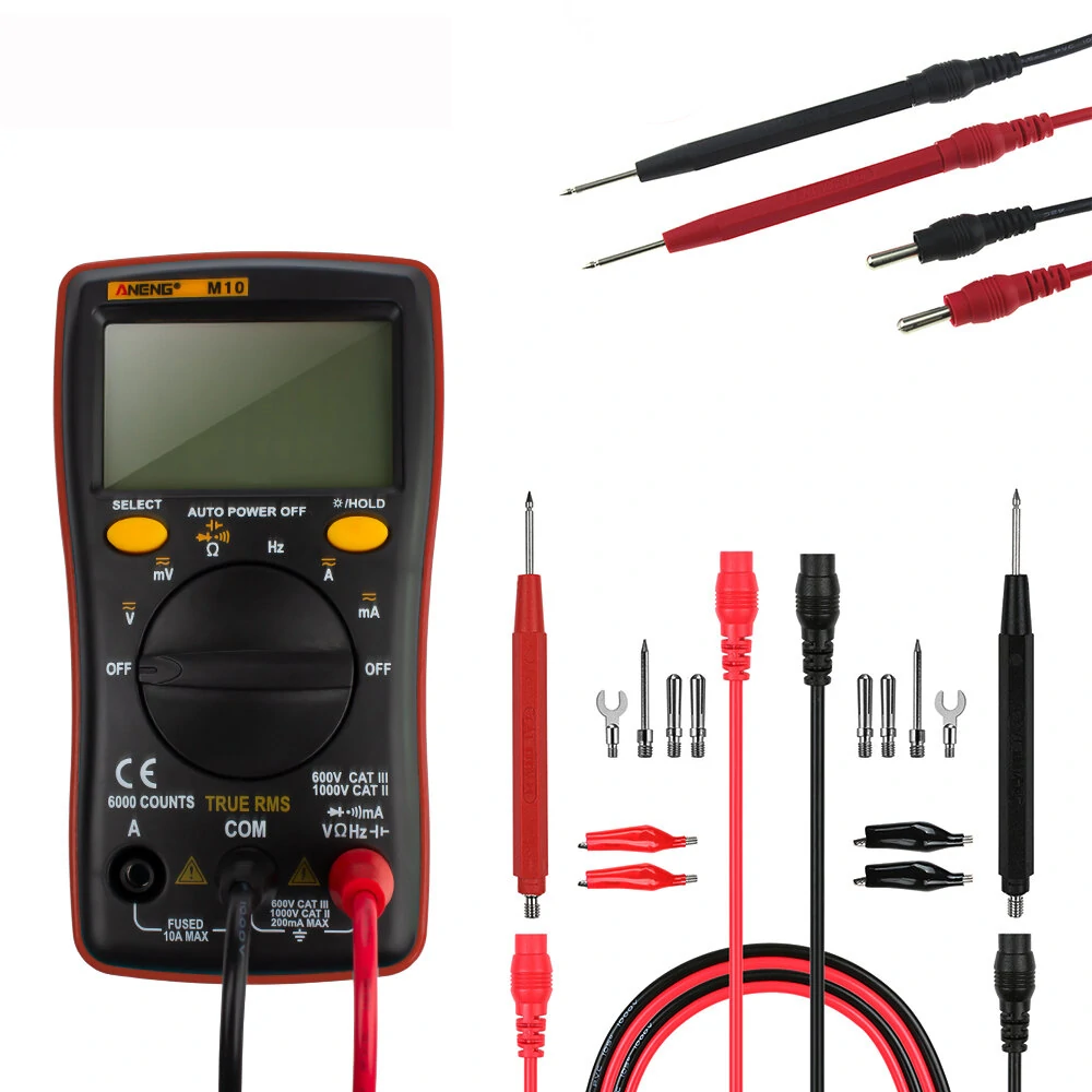 ANENG M10 Digital Multimeter - 6000 Counts AC/DC Voltmeter Ammeter | Capacitor Tester with Leads