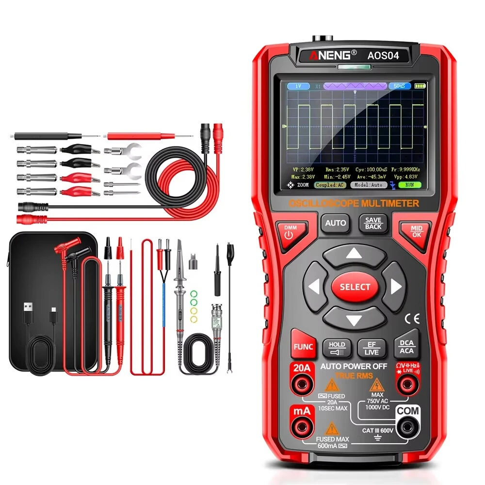 ANENG AOS04 Pro Digital Oscilloscope Multimeter | 50MS/s 10MHz | NCV USB Portable