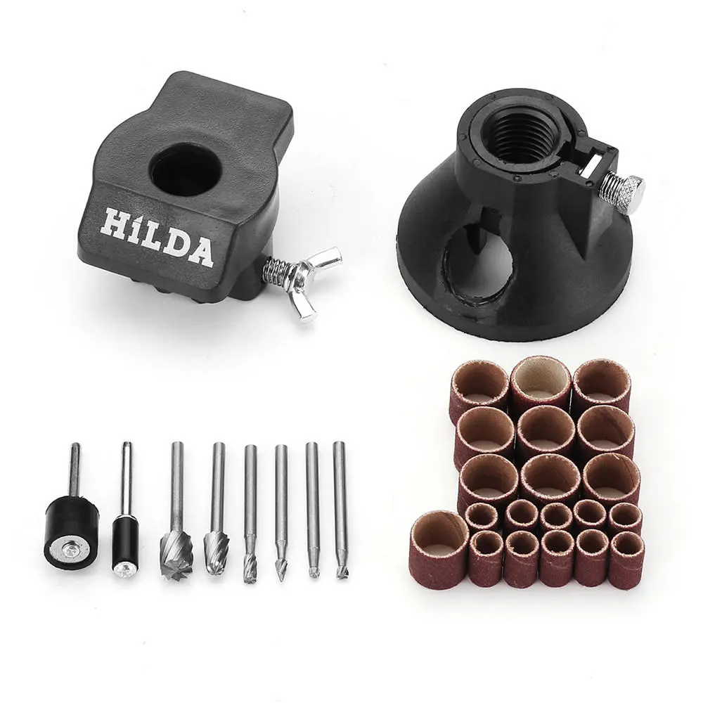 Hilda 30pc Drill Positioner Locator Kit | with Sanding Band & Rotary Burr