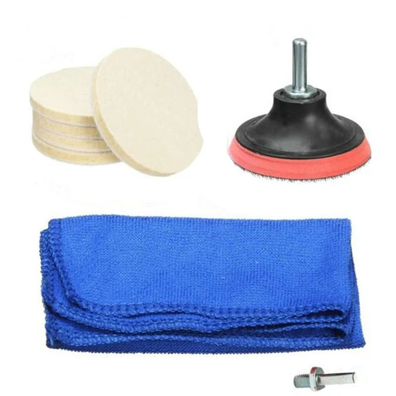Meguiar's 7-Piece Polishing Disc Kit | Wool Wheel & Towel | Car Glass Scratch Remover