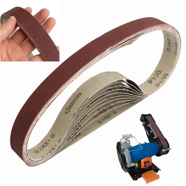 10pcs 760x25mm 100 Grit Sanding Belts Abrasive Sandpaper