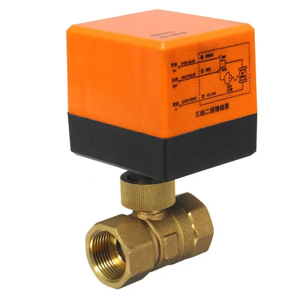 DN15/DN20 220V 4W Brass Motorized Ball Valve | 2-Way 3-Wire Electrical