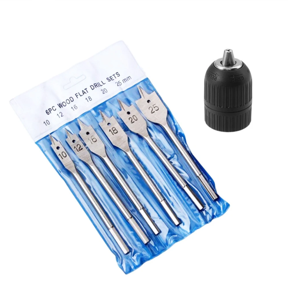 7Pcs HSS Wood Flat Drill Set - 10-25mm Spade Bits | Durable Woodworking Tools