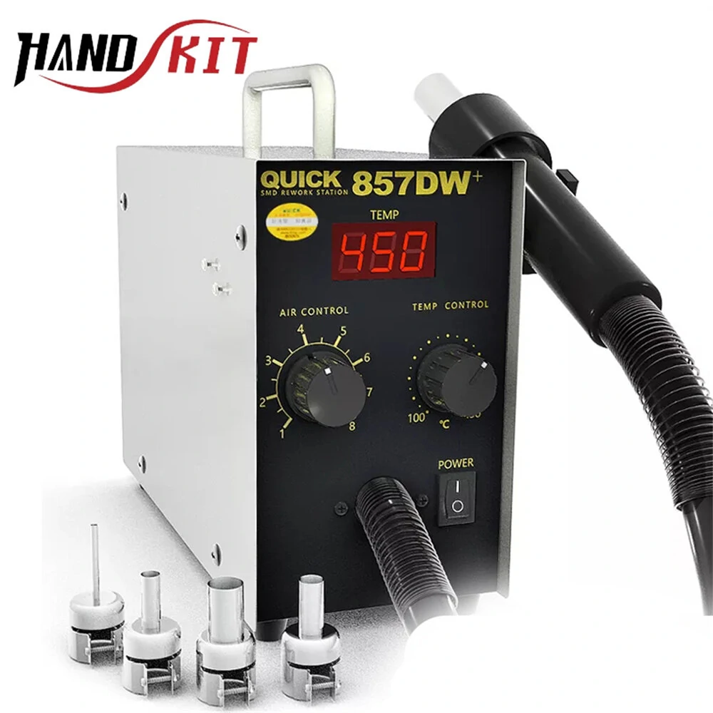 HANDSKIT 857DW Digital Heat Gun Soldering Station | Temperature Control Hot Air Gun | Home Electronics Repair Tool