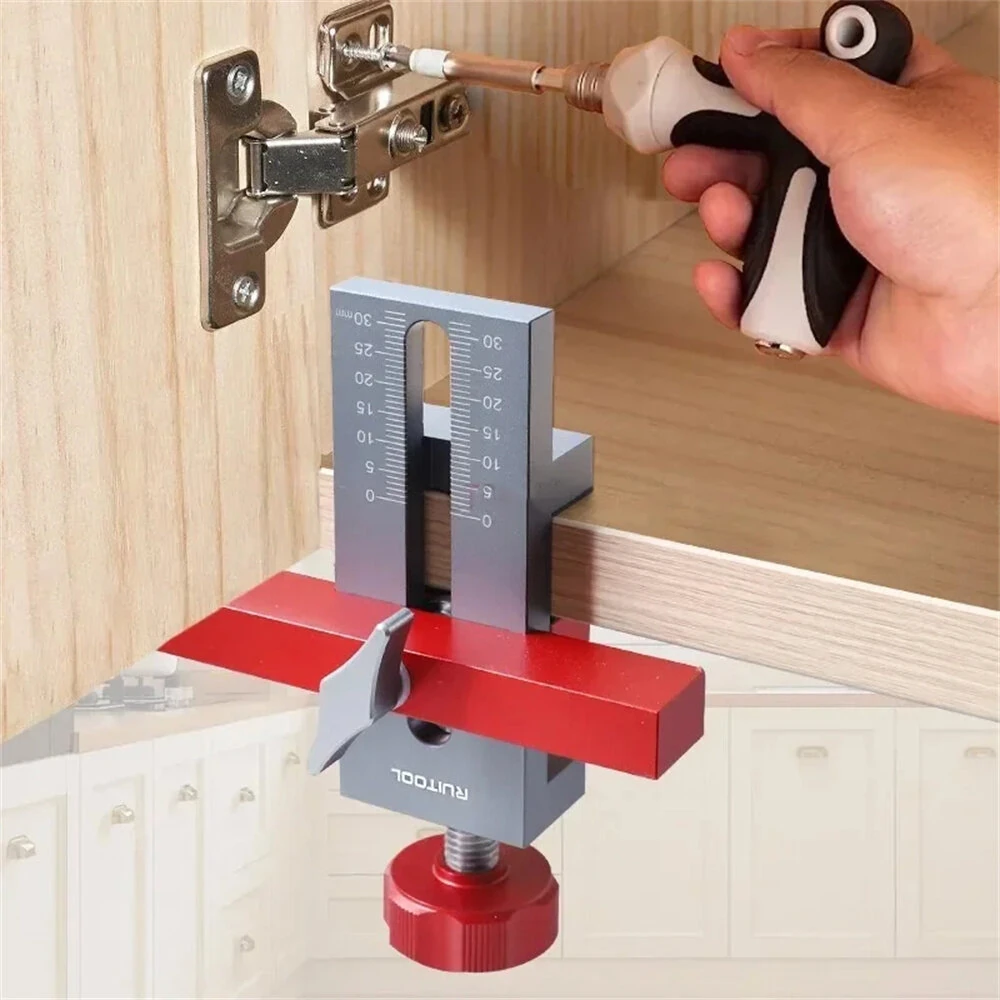 RUITOOL Cabinet Door Mounting Jig - Aluminum Alloy Positioner for Framed & Frameless Cabinets 0-40mm