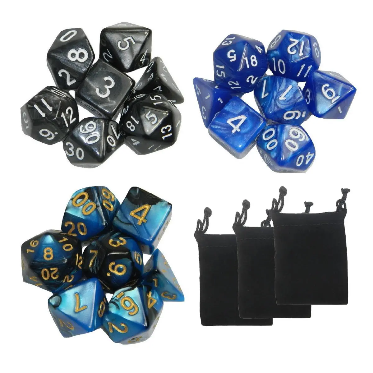 21 Pcs Polyhedral Dice Set - 3 Colors for Role Playing Games | EDC Gadgets