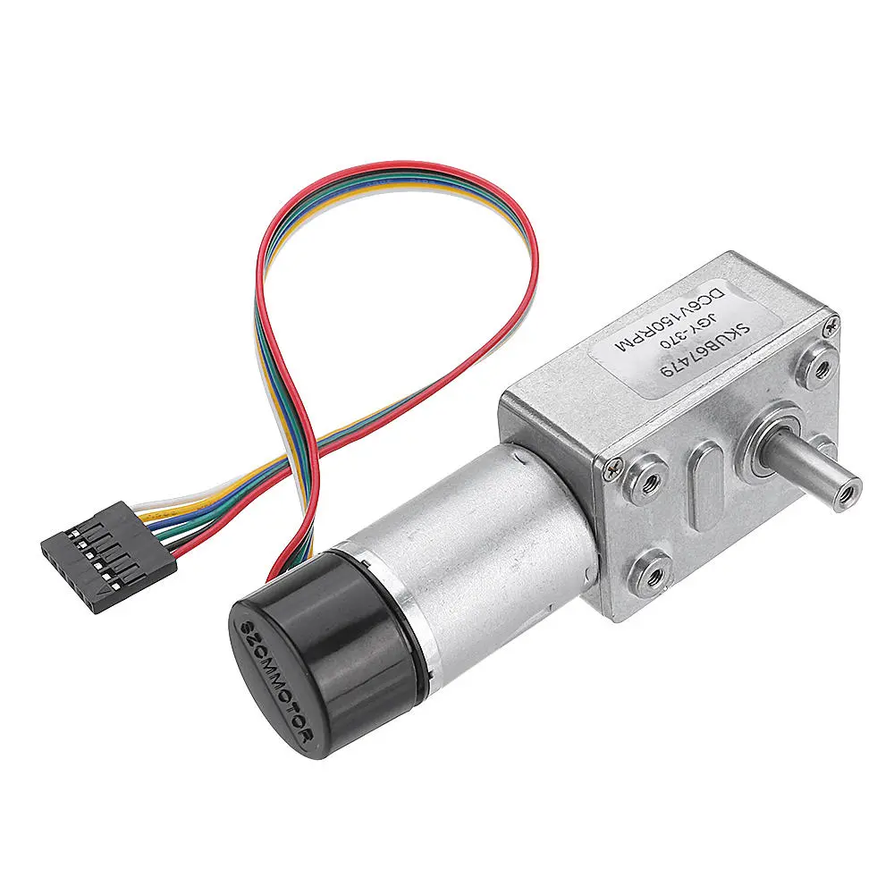 Machifit JGY-370 DC 6V Gear Motor | Worm Self-Locking with Encoder Feedback