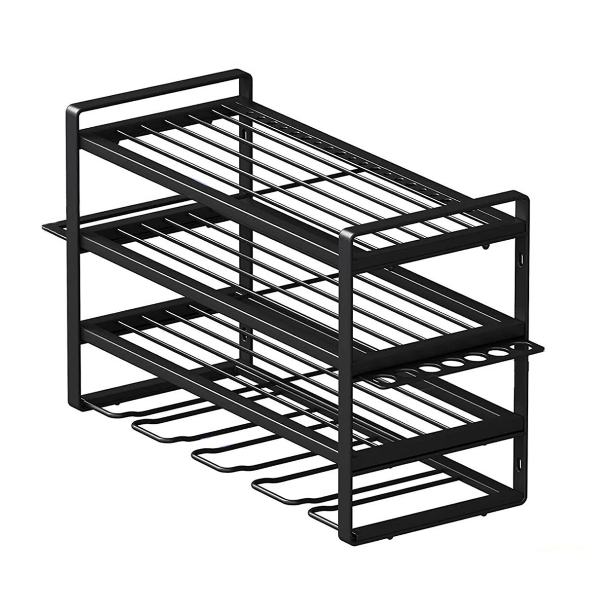 4 Layer Heavy Duty Iron Tool Rack | Wall Mount Organizer & Charging Station | Garage Workshop