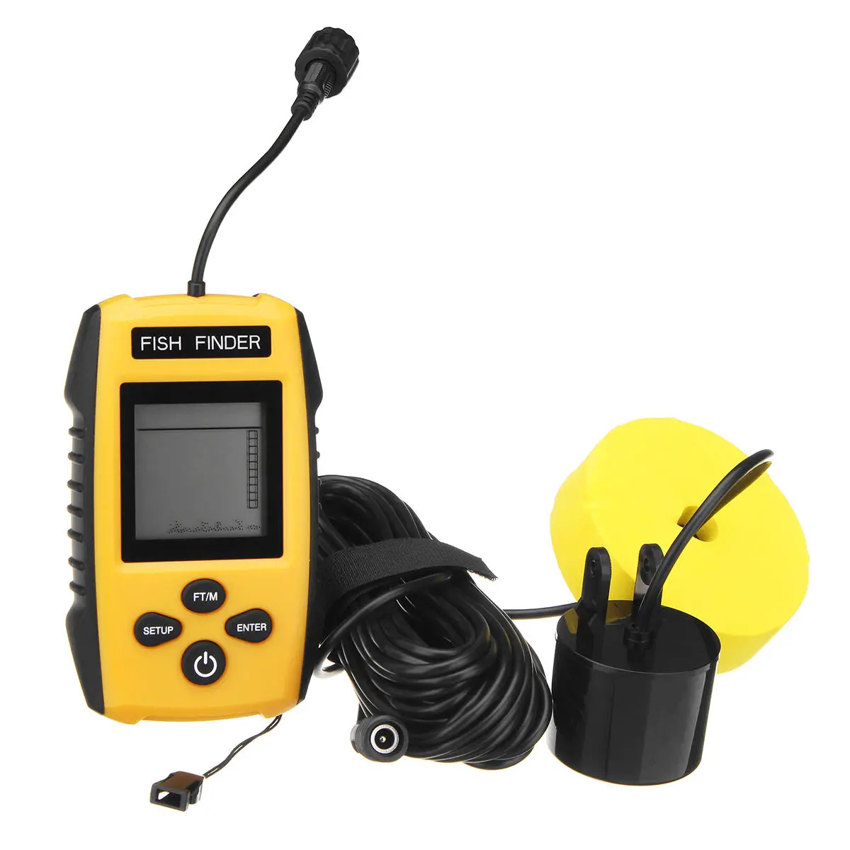 100M Portable Sonar Fish Finder - LCD Blue Screen - Intelligent 200KHz Sensor