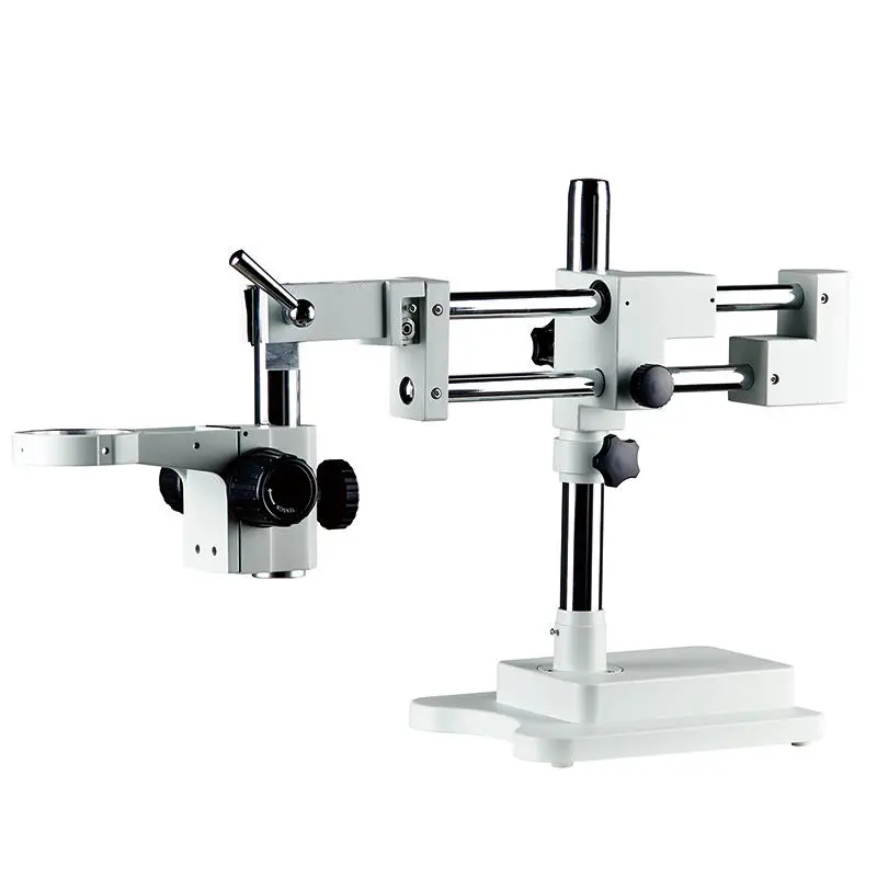 Universal Double Boom Arm Stereo Microscope Stand | Trinocular Zoom | 76mm Holder Bracket