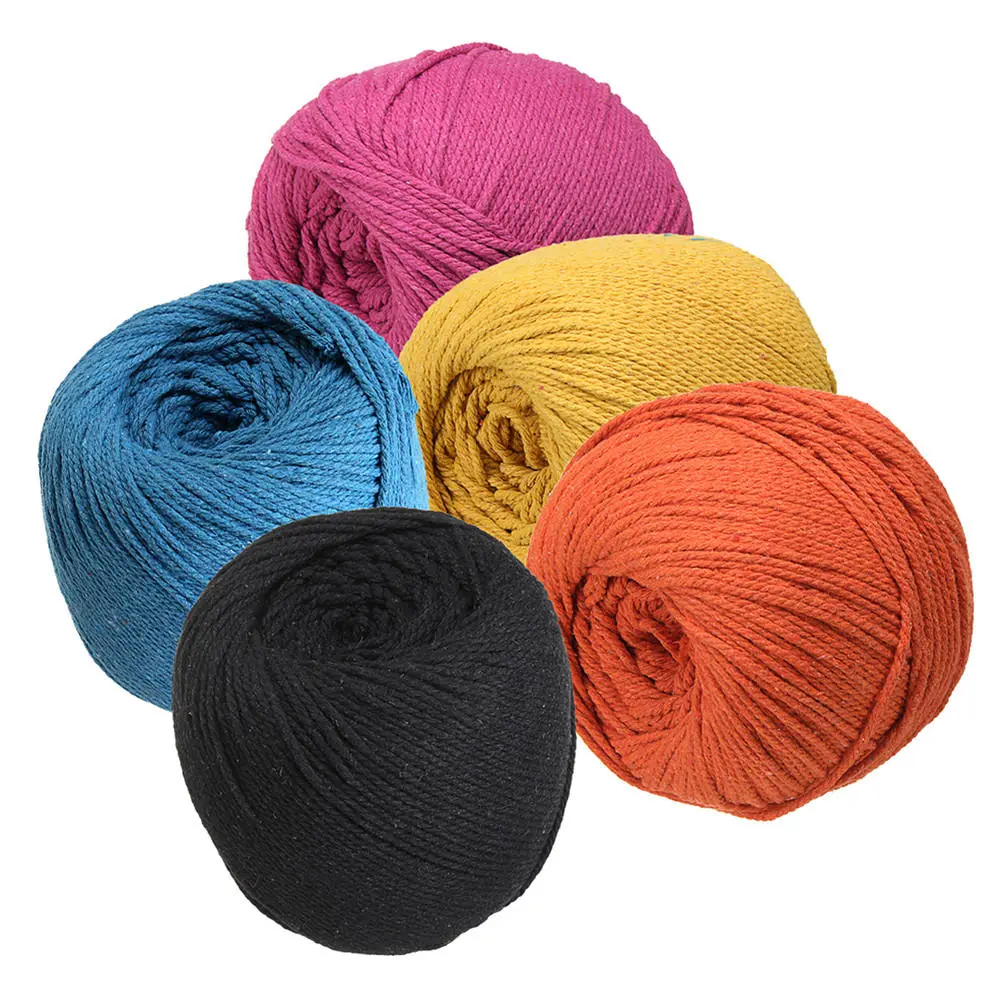 Macrame Rope Cotton String - 3mm x 260m DIY Braided Wire | Black Blue Orange Red Yellow