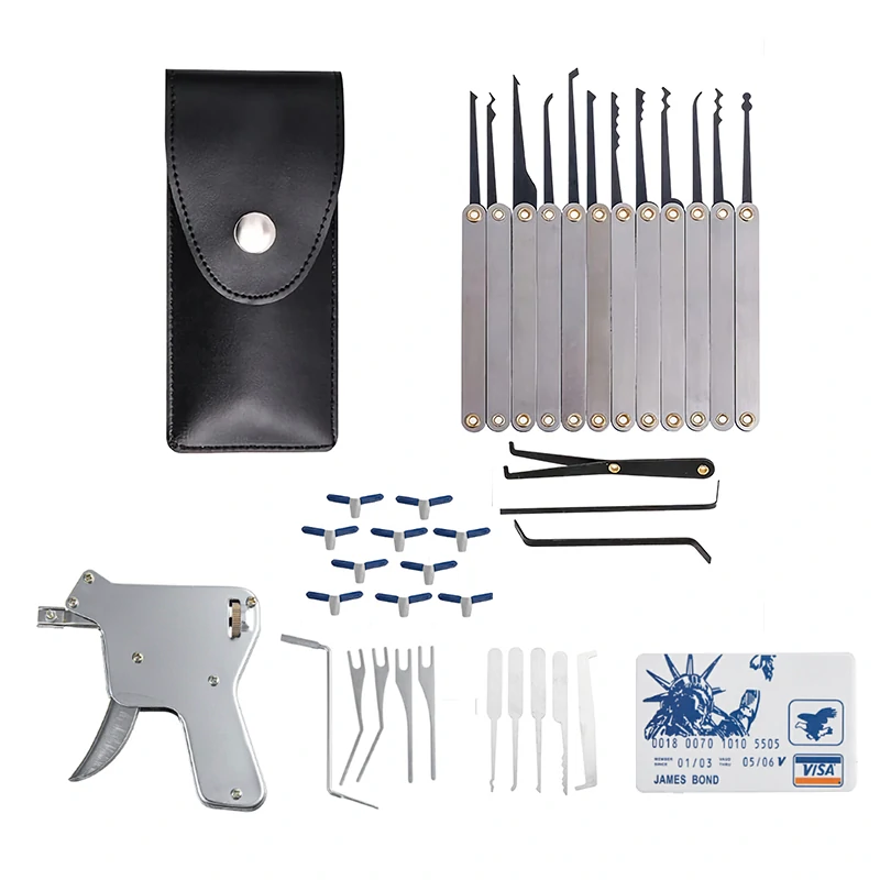 37PCS Portable Card Tool Unlocking Gun Set | Stainless Steel Lock Pick Tools