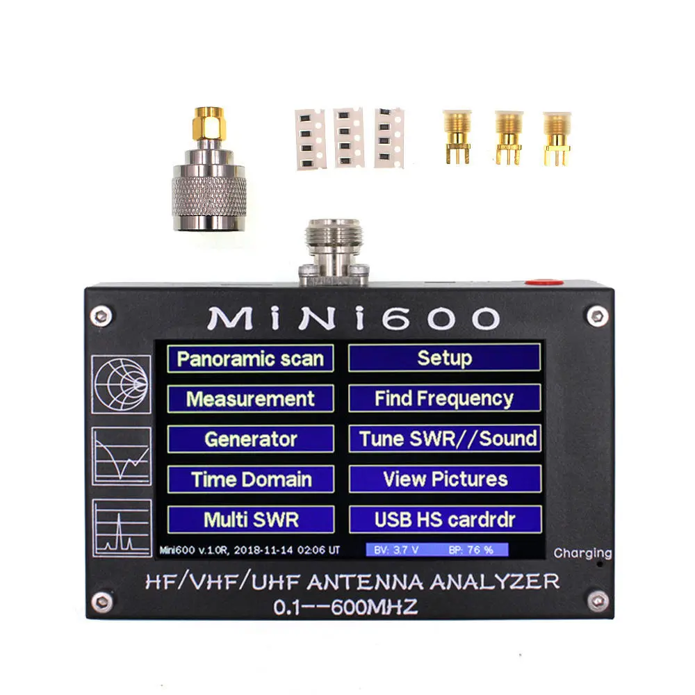 MINI600 Antenna Analyzer 0.1-600MHz | SWR Meter & Frequency Counter | 4.3 Touch Screen