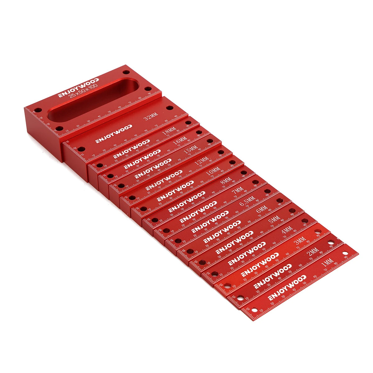 ENJOYWOOD Metric Gauge Blocks Set - Aluminum Alloy Precision Measurement - Red