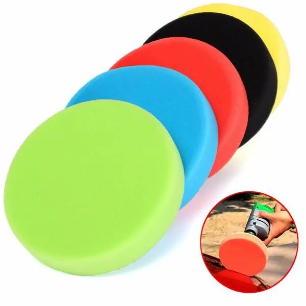 5pcs 6 Inch Flat Sponge Buffing Pad Kit | For Car Polisher & Detailing